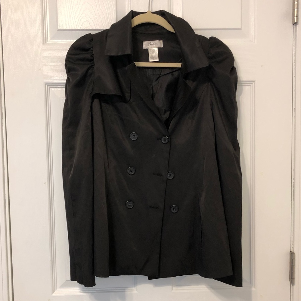Fo leather puff sleeve jacket
